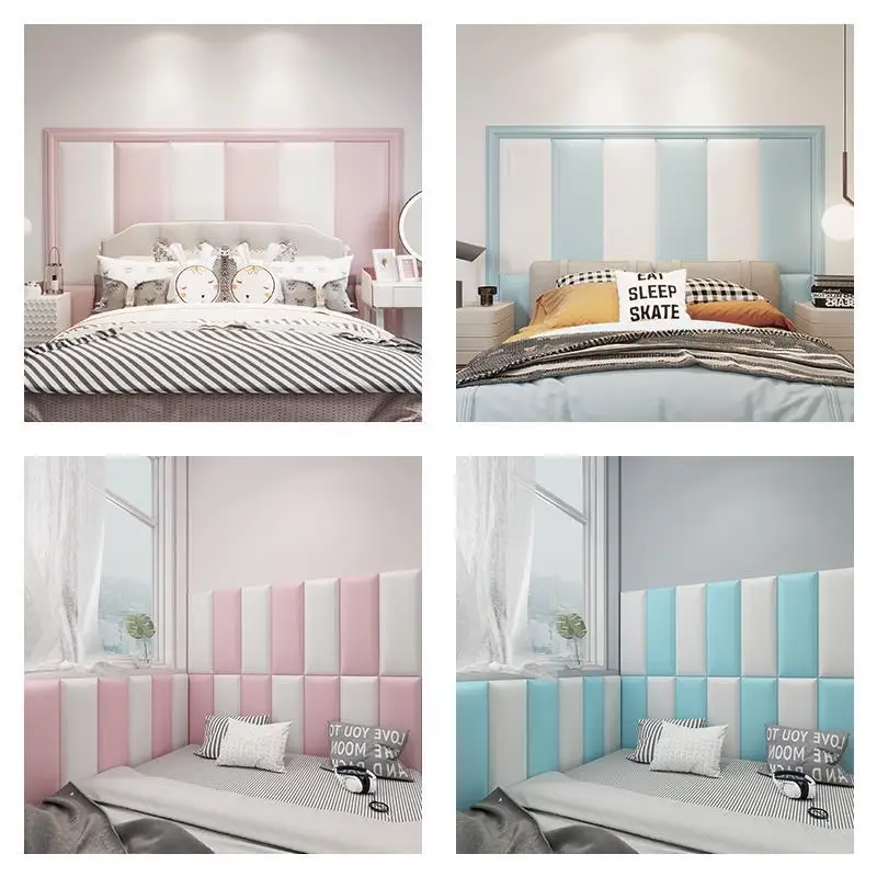 Headboard Bed Wall Stickers Self Adhesive Front Panels Kids Bedroom Tatami  Anti-collision Decor Aesthetic Cabecero Beds Heads