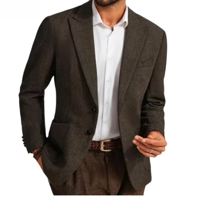 

"Custom Men's Wool Tweed Blazer - British Style Sporty Regular Fit Suit Jacket, Vintage Modern Office Wedding Business Casual