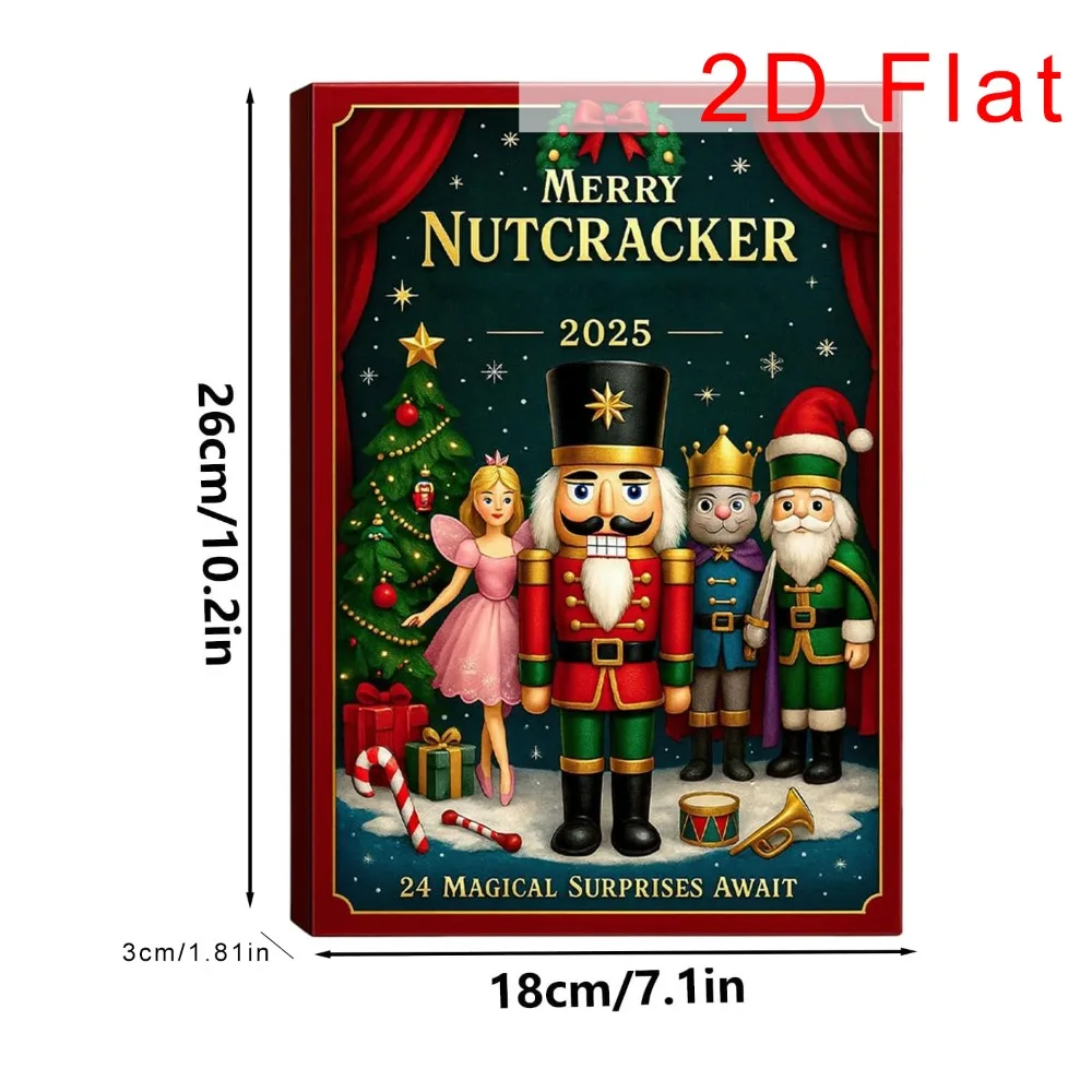 2D Flat Nutcracker Advent Calendars 2025, 24 Days Merry Nutcracker Ornaments Christmas Countdown Calendar, Cartoon Nutcracker - Image 6