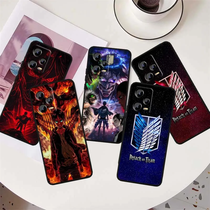 

Attack on Titan Anime Logo For Xiaomi Redmi Note 14 13 12 12S 11E 11 11S 11T Pro Plus 4G 5G Black Soft TPU Cover Phone Case
