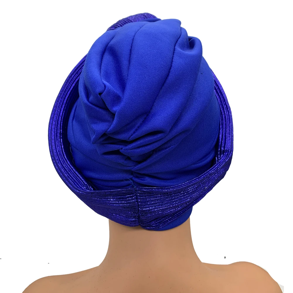 Fashion Women\'s Head Wraps African Lady Turban Hat Knoted Headtie Wedding Party Headwear Nigeria Auto Geles