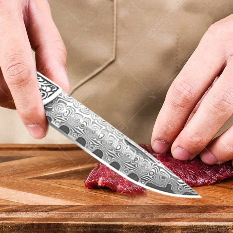 WXCOO دمشق الصلب جيب سكين للفرد دائم المطبخ سكين الطاهي اللحوم الساطور الفاكهة التقشير سكين للفرد أفضل رجل الهدايا