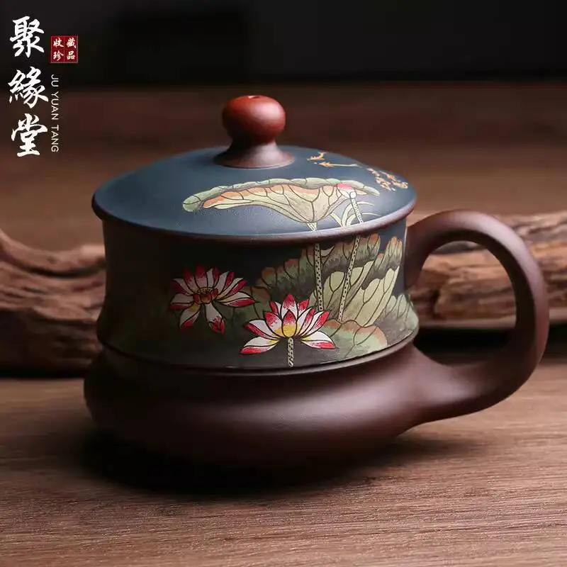 

Yixing Purple Clay Master Cup With And Lotus Seed Lid, Fully Handmade By Renowned Artists, Tasting Brewing Cup, Kung Fu Set, Tea