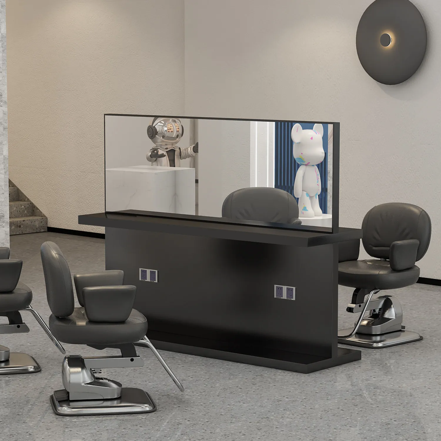 #High End Hair Salon Mirror Table, Hot Dyeing Area Mirror, Hair Cutting Mirror, Hair Salon Dedicated with Lighting