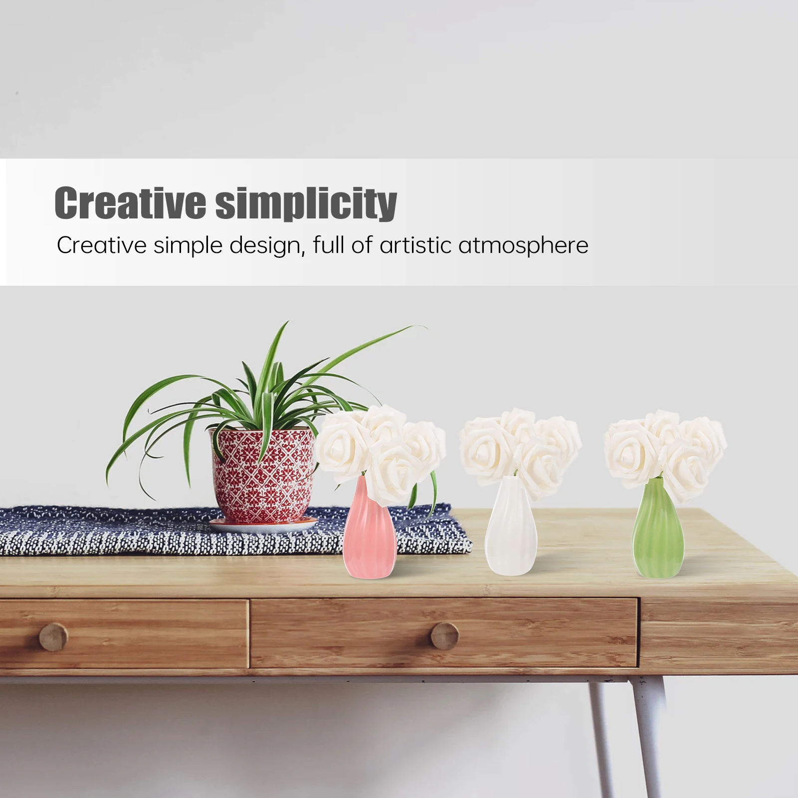

3Pcs Ceramics Vase Flower Container Modern Desktop Hydroponic Tabletop Decoration Ceramics Vase Flower Container
