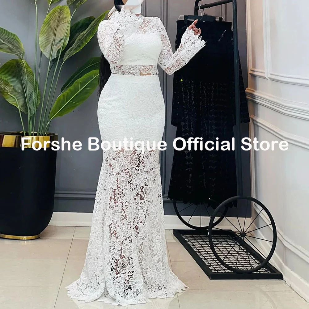 신부를위한 우아한 레이스 인어 웨딩 드레스 두 조각 환상 신부 가운 아프리카 여성 Vestidos Elegantes 맞춤형