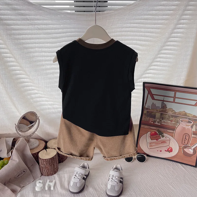 طفل رضيع الزي مجموعة 2026 ملابس الصيف الجديدة للأطفال من 9 إلى 12 شهرا رسالة قصيرة الأكمام تي شيرت والسراويل رداء غير رسمية