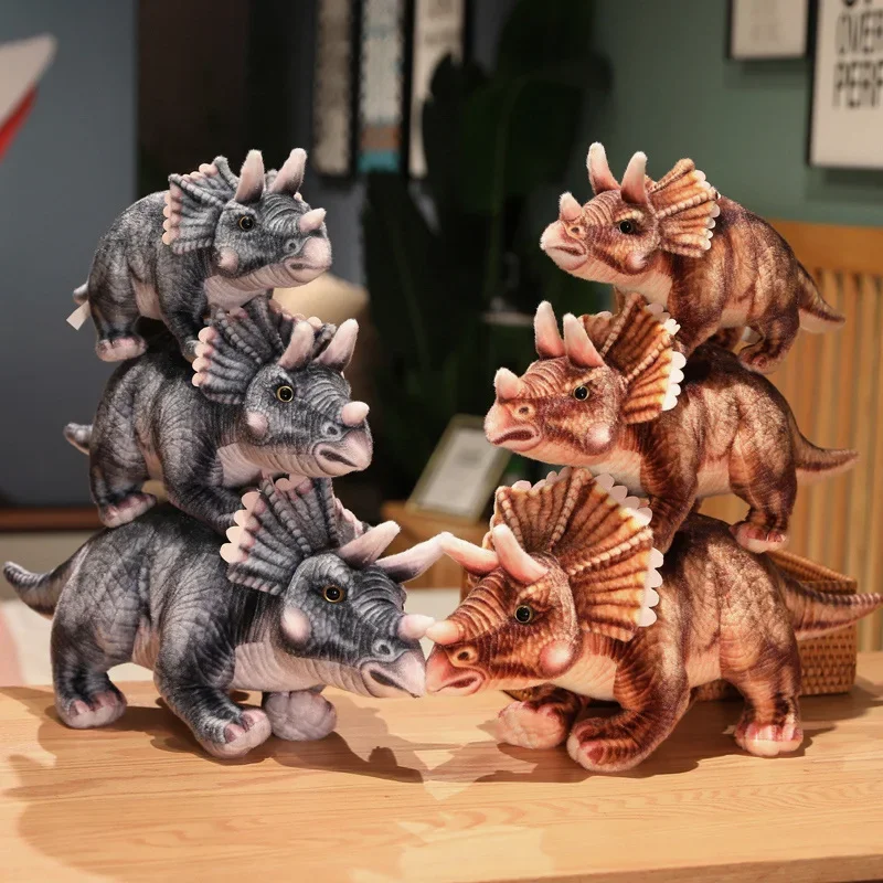 

32~46cm Brown/Grey Triceratops Dinosaur Simulation Animal Plush Toy Standing Stuffed Dino Soft Plushie Birthday Present