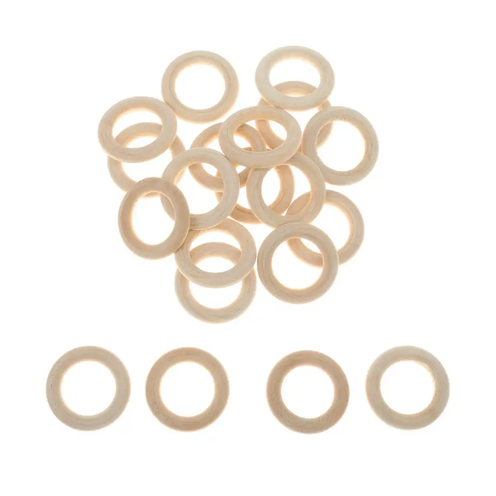 20x Natural Wood Loop Blank Wooden Ring Crafts Making Finding Kids Toys