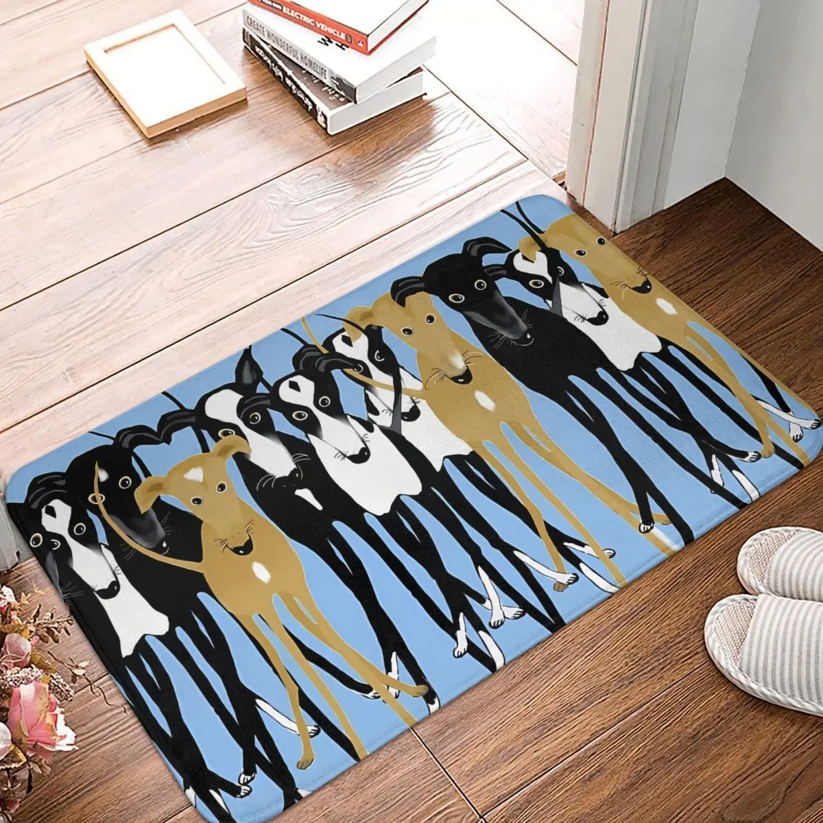 Gathering Geryhound Greyhounds Dog Doge Long Leg Non-slip Doormat Carpet Bath Bedroom Mat Welcome Flannel Modern