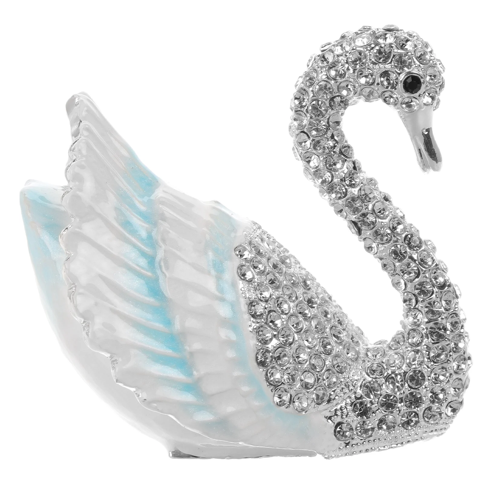 

Swan Jewelry Glitter Rhinestone Figurine Hinged Trinket Container Glitter Ring Holder Ring Holder Storage Display
