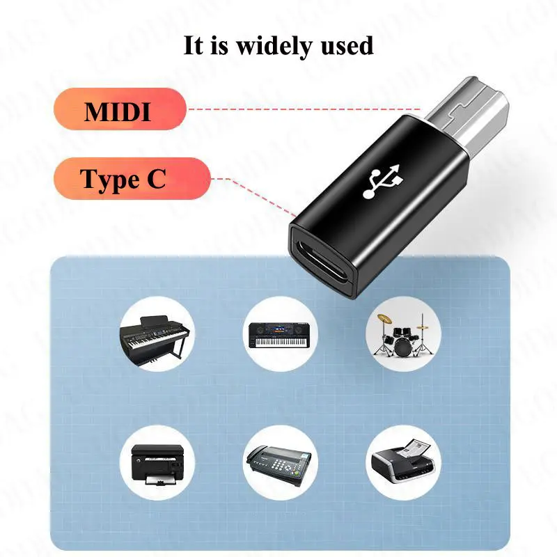 USB Type C Female To USB B Male Adapter For Printer Keyboard Piano Electronic Drums Type B 2.0 Electronic Instrument Converter