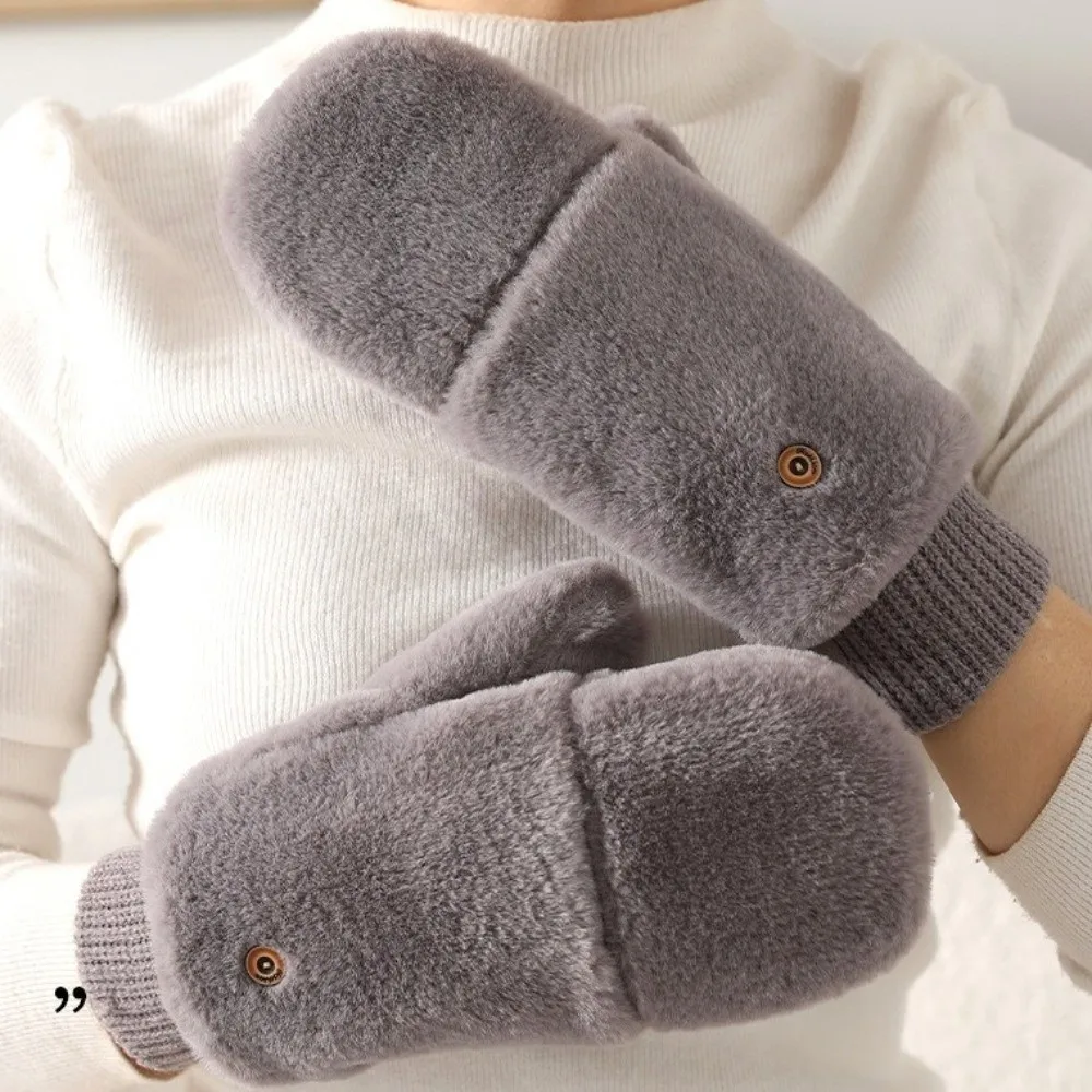New Warm Gloves Fingerless Button Closure Fingerless Mittens Solid Color Knitted Cuffs Winter Gloves Winter Wear