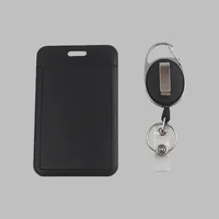 Funda para tarjeta de identificación de empleado retráctil de Color blanco y negro, soporte para tarjeta de identificación de trabajador de moda simple con Clip para carrete de insignia