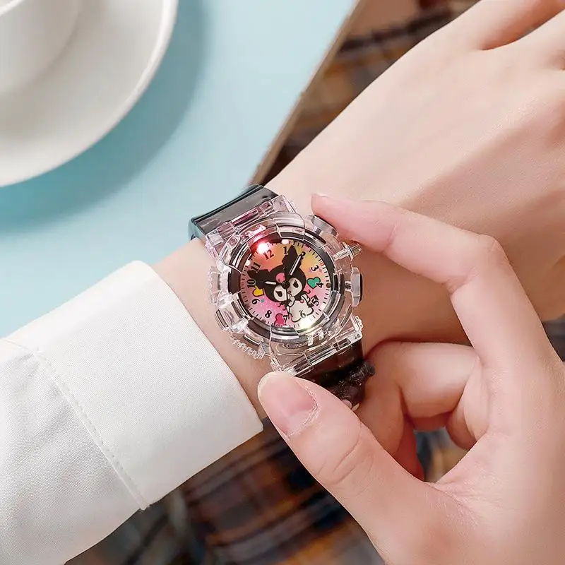 Anime Sanrio Led Luminous Watches Kawaii Kuromi My Melody Hello Kitty Cinnamoroll Children Watch Kids Birthday Kids Gifts image 5