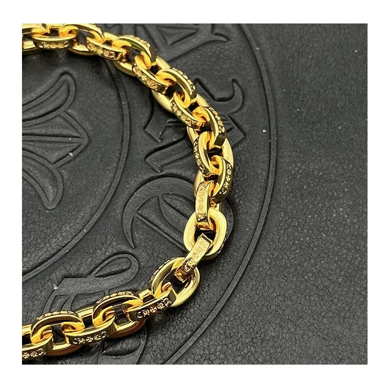 

Tide Punk Hip Hop Thai Silver Gold Plated Coarse Letter Bracelet Men's and Women's Cross Flower Jewelry