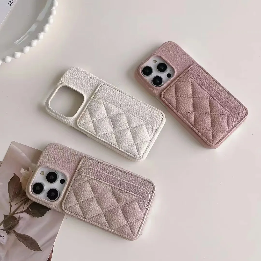 Luxury Elegant 3D Diamond Grid Leather Dual Card Slot Wallet Case For iPhone 11 12 13 14 15 16 17 Pro Max Plus Phone Cover Shell - náhled 5