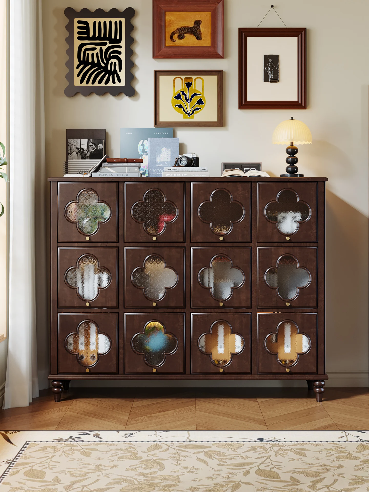 LMM retro solid wood dining table coffee table TV cabinet entrance cabinet