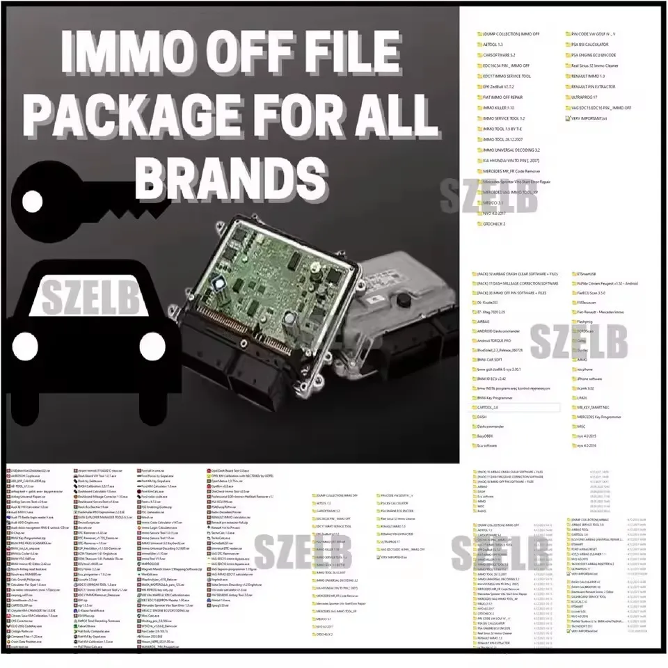 32GB IMMO OFF FILE PACKAGE Immo Airbag DASH MILLEAGE CORRECTION + AIRBAG CRASH CLEAR + IMMO OFF + DASH + IMMO SOFTWARES Software