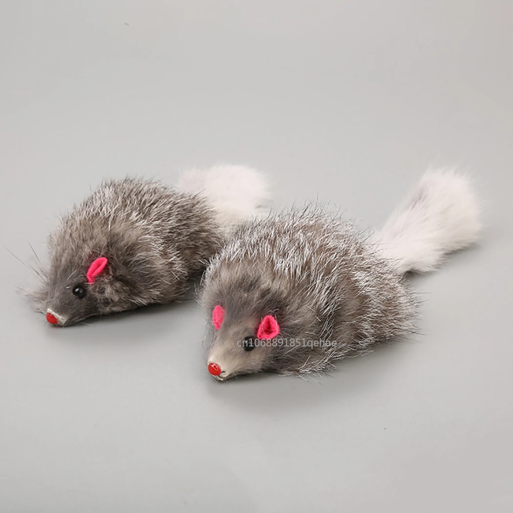 Cat Mice Toys False Mouse Cat Toy Long Tail Mice Soft Real Rabbit Fur Toy For Cats Plush Rat Playing Chew Toy Pet Supplies