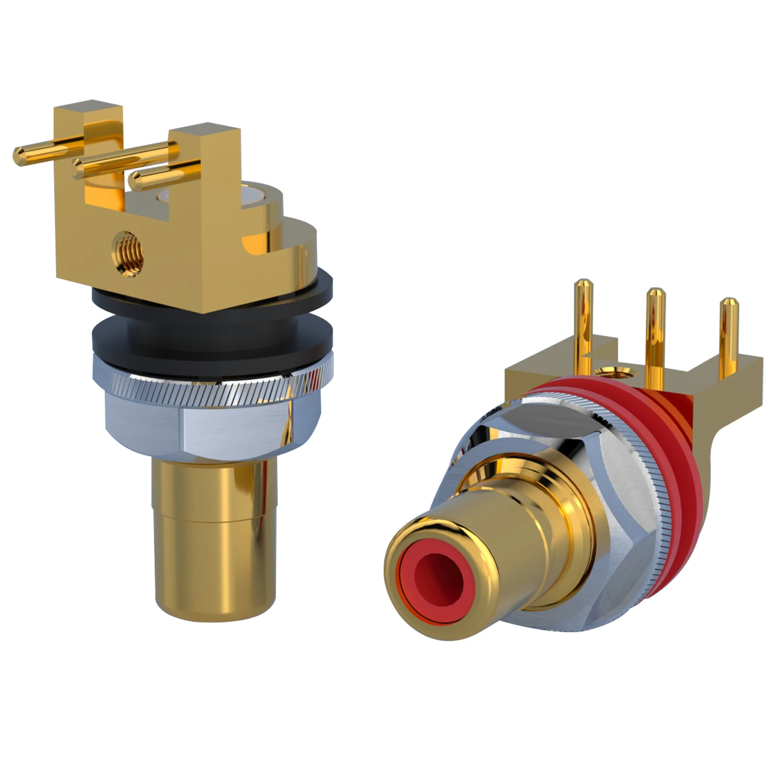 Monosaudio C403G 99.998% النحاس النقي PCB تصاعد RCA مآخذ محطة الهيكل النحاس النقي الروديوم مطلي أنثى المقبس