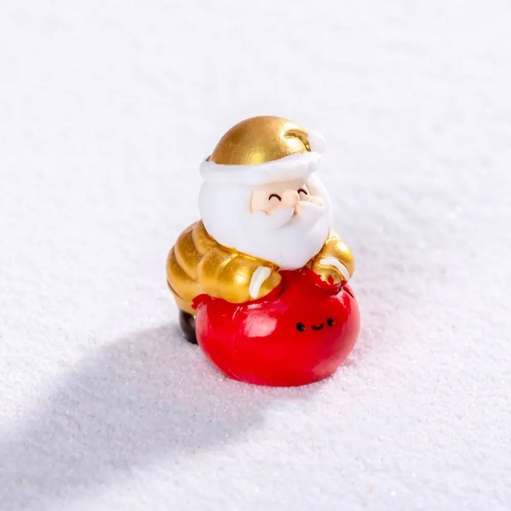 Gold Silver Christmas Figurines Resin Accessories Miniature Santa Claus Toy Fairy Garden Cartoon Santa Statue Party Supplies