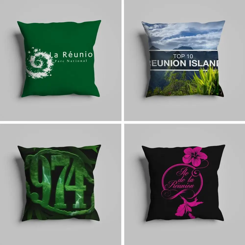 

974 Reunion Island Logo Front Pillow Case luxurious home office, sofa decorative Multi sized car seat cushions, pillowcases