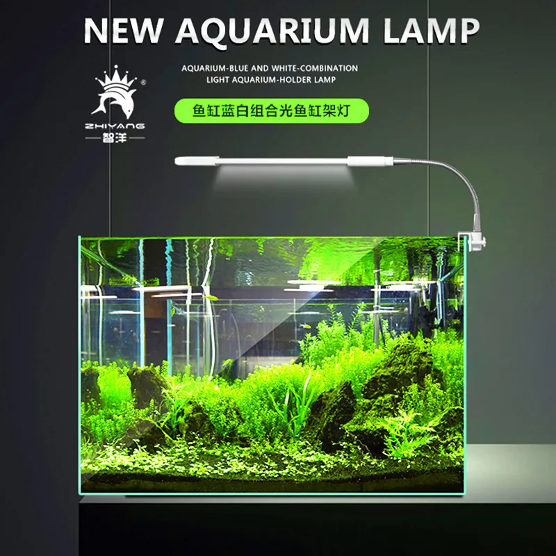 

LED Double Row Blue and White Lamp Water Plant Aquerium Light Aquarium Lighting Clip Lighted Fish Tanks Aquariums Accessories