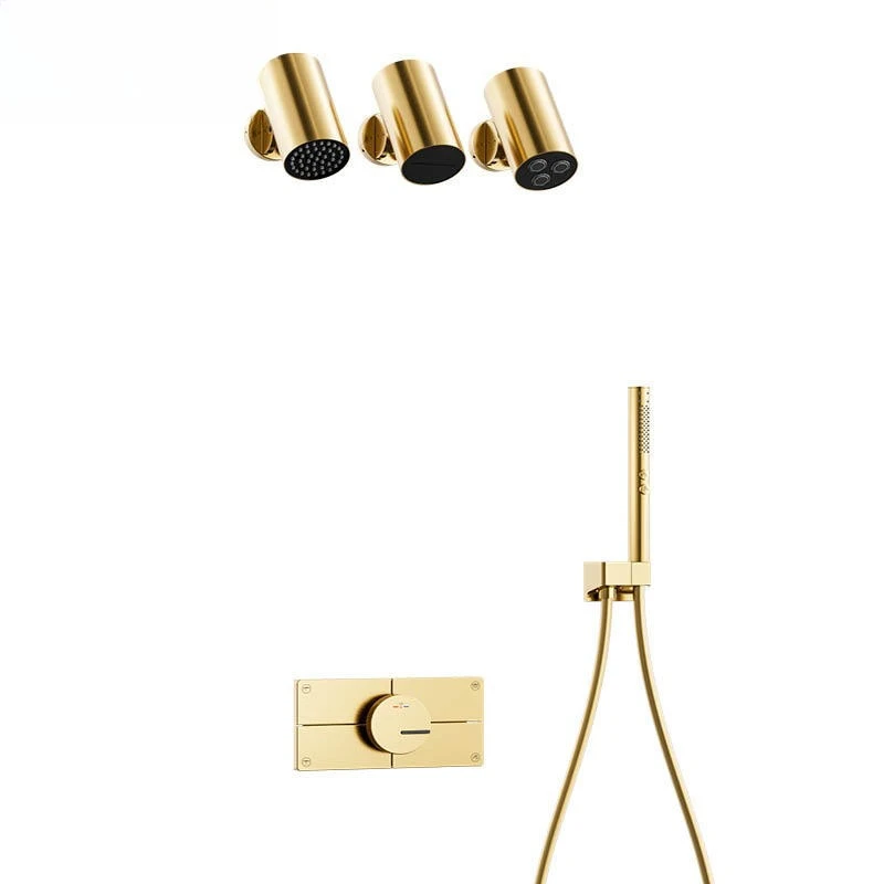 

Gold concealed shower lamp tube rain into the wall shower hotel buried shower