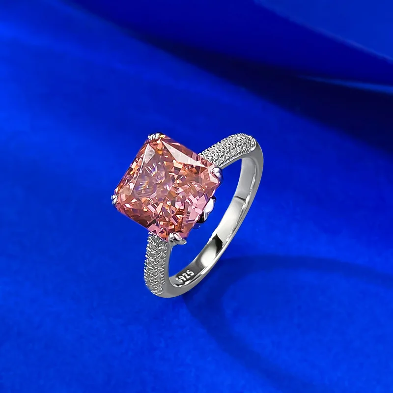 Sparkling 9x9mm High Carbon Diamond Rings for Women - 925 Sterling Silver Engagement Ring & Female Wedding Band Jewelry Gift