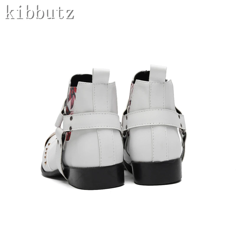 New Fashion Men Chelsea Boots Metal Pointed Toe Rivets Genuine Leather Ankle Boots British Style Casual Party Boots
