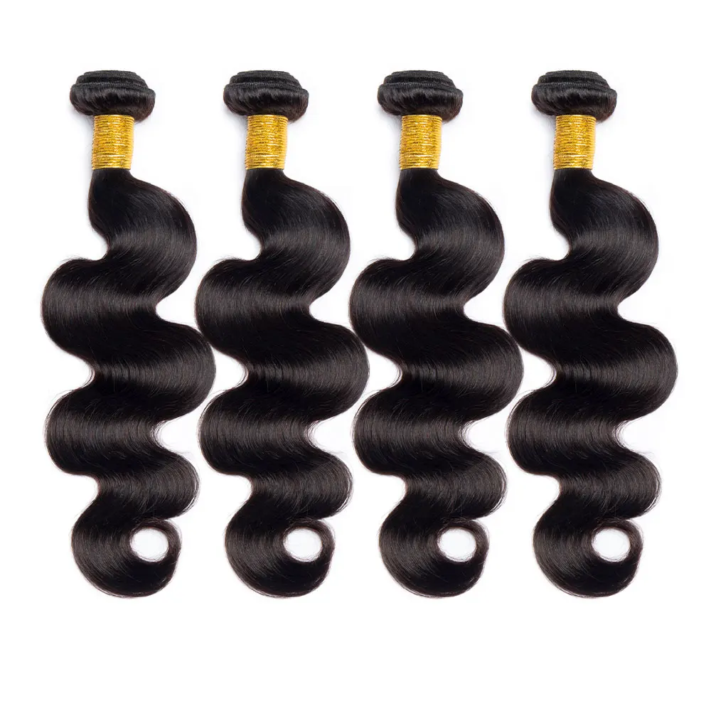 Волнистые человеческие волосы Megeen, искусственные бразильские волнистые волосы для наращивания 12 А, 4 пряди Deal 95-100 г, волосы 1B Black Remy