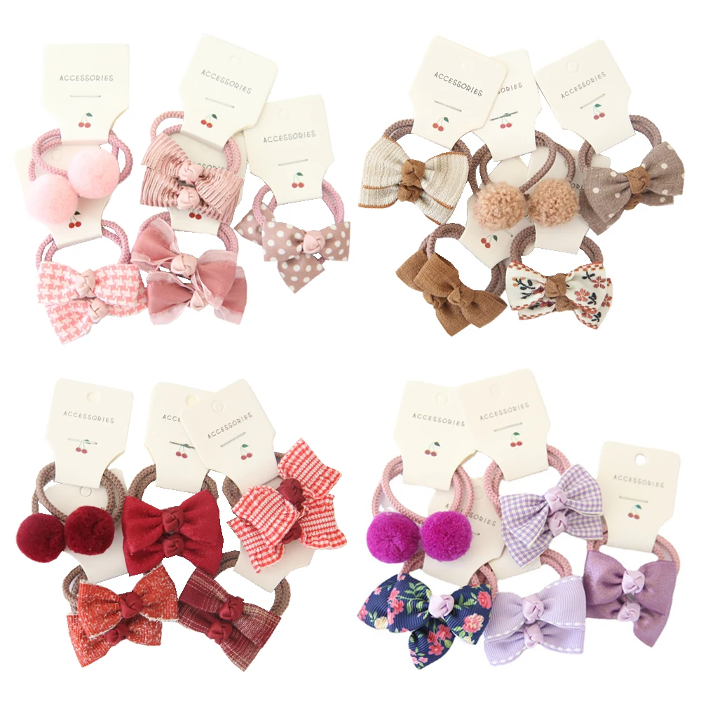 10Pcs Baby Hair Accessories Bow Princess Infant Hair Bands for Girls Hairband Kids Headwear Pompom Toddler Hair Ties Christmas