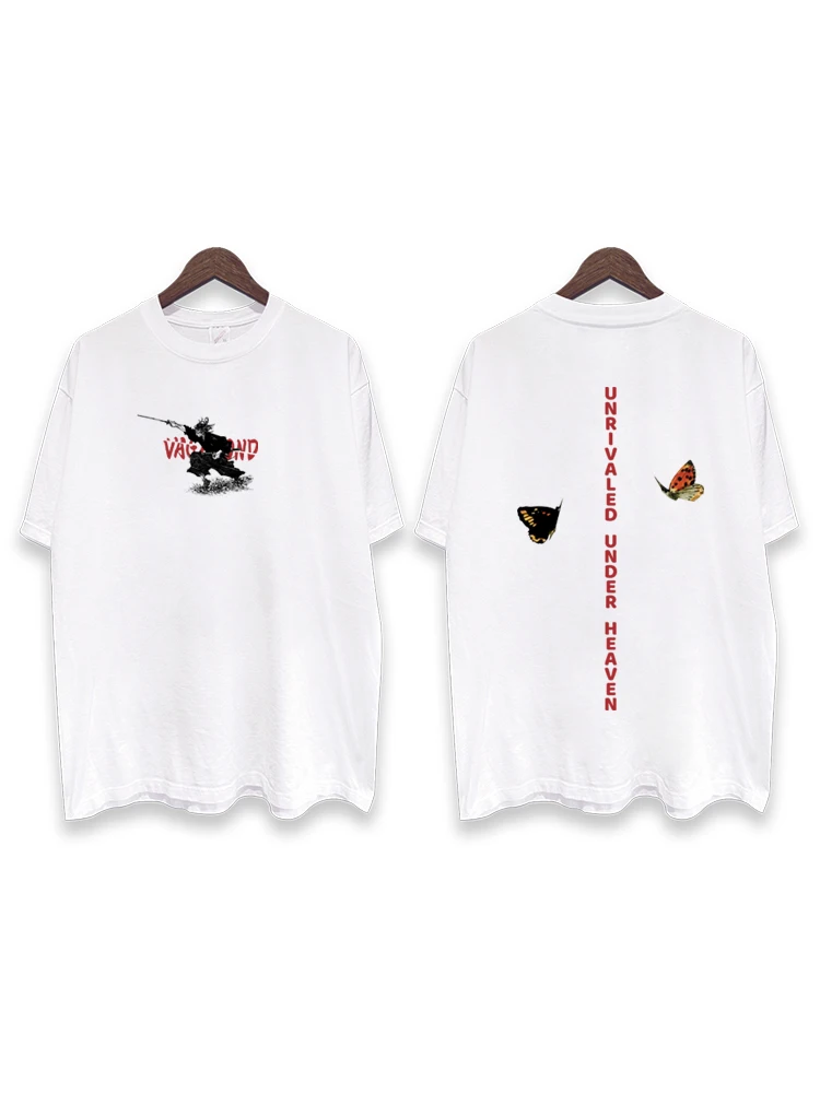 Y2k 2025 كامل الوقت دافئ ومريح 100% قطن أنيمي الملابس خمر كبيرة الحجم الشارع الشهير الجرافيك تي شيرت بلايز تيز