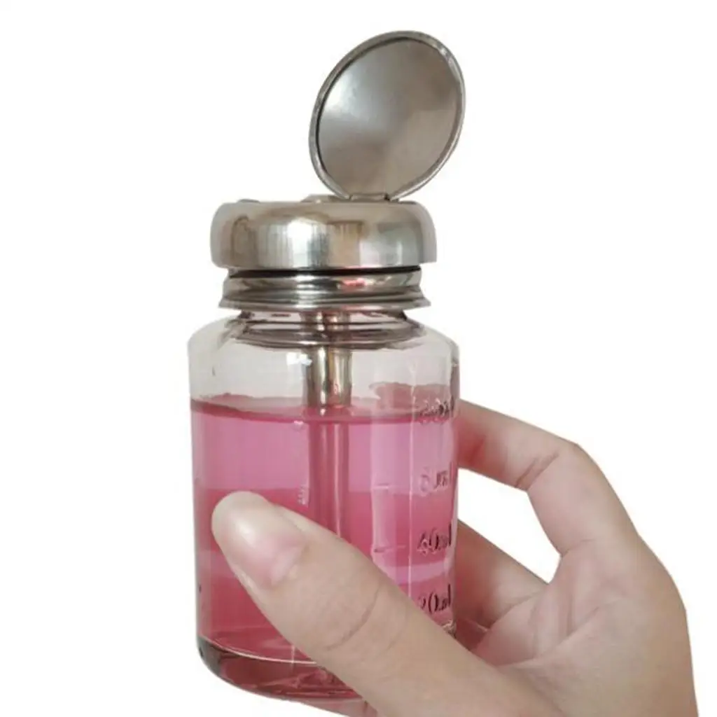 Empty Nail Polish Remover Liquid Pump Dispenser Acetone Alcohol Press Bottle