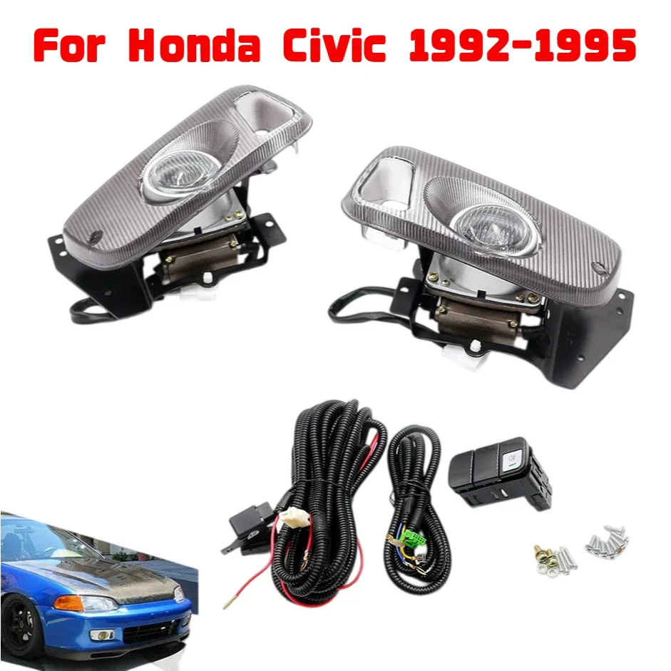 White Clear Fog Light Kit For Honda Civic EG 1992‑1995 2/3‑Door Front Bumper Driving Lamp Assembly With Wiring & Switch