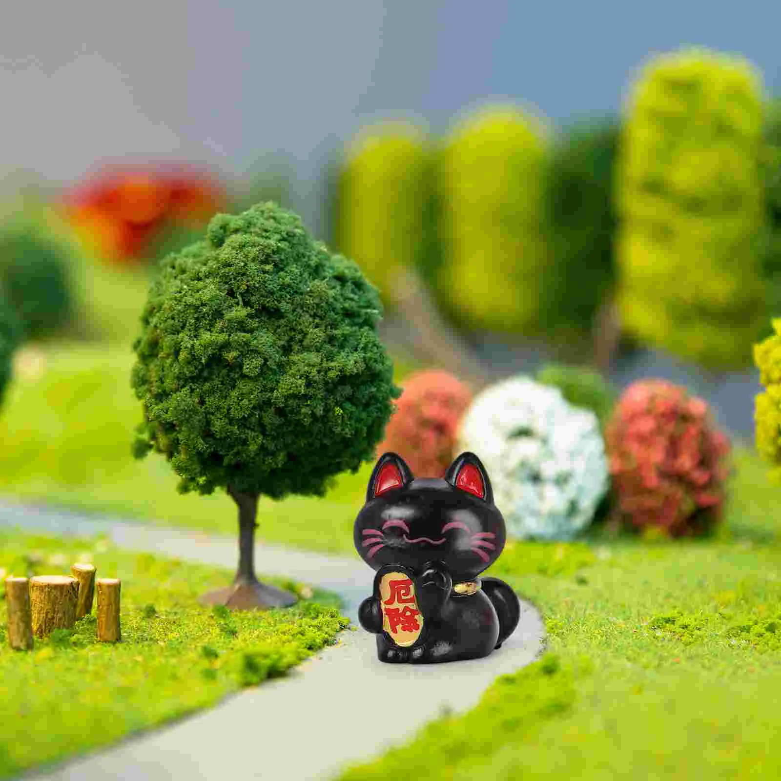 9 Pcs Cat Toy Miniature Lucky Decoration Statue Fortune Model Landscape Ornament Desktop Office