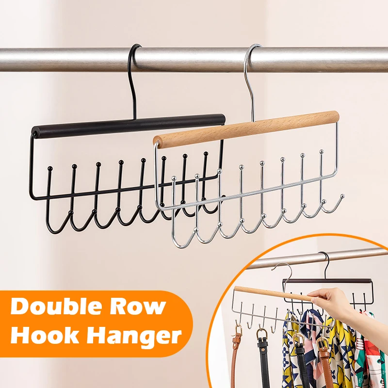 

Versatile Wooden Hat Organizer Rack with Hooks Multifunctional Underwear Vest Rack 16 Hooks Space Saving Hat Storage Racks