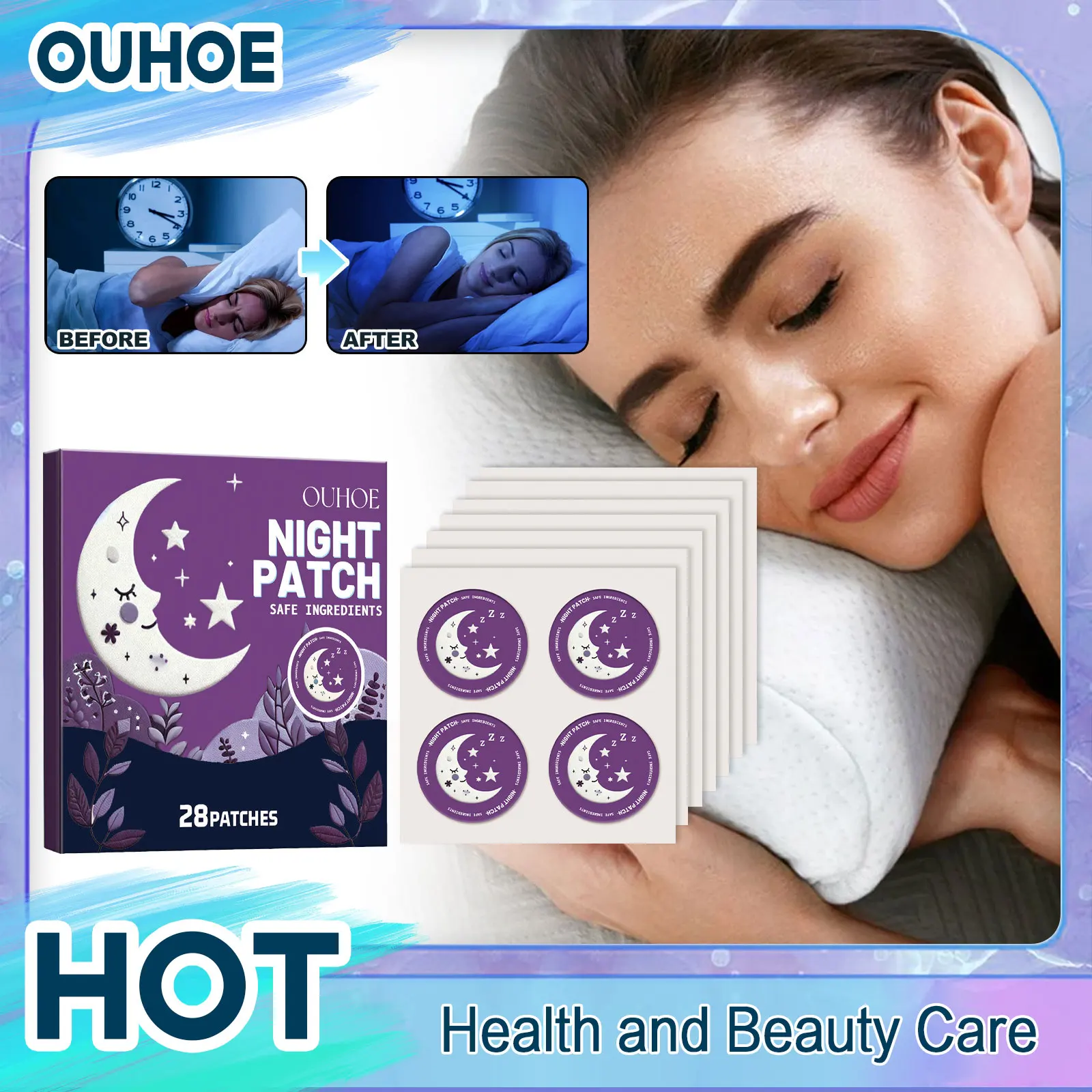 Sleep Patches Insomnia Treatment Aid Improve Decompression Relieve Anxiety Headache Neurasthenia Body Relaxing Soothing Plasters