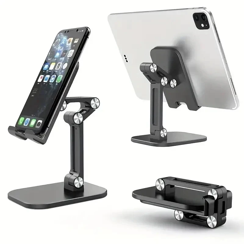 Suporte de telefone celular de mesa dobrável de três seções para iPhone Samsung iPad Tablet Suporte de suporte móvel de mesa flexível ajustável
