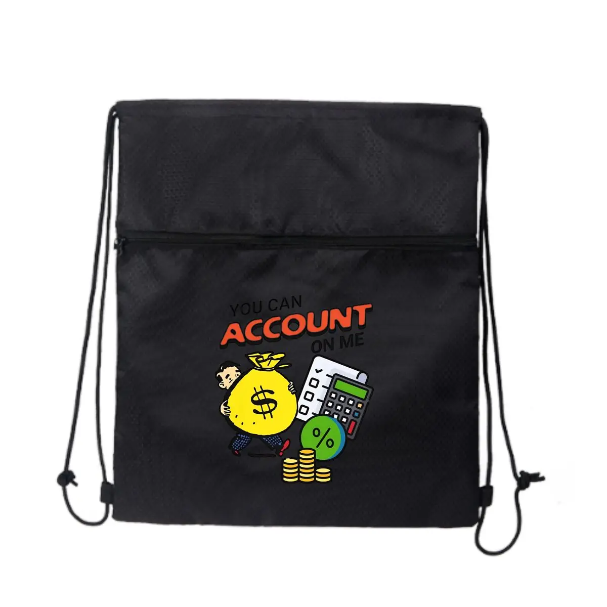 

Account On Me финансовый - юмор искусство Черная сверхлегкая уличная сумка на молнии на шнурке идеально подходит для коротких походов