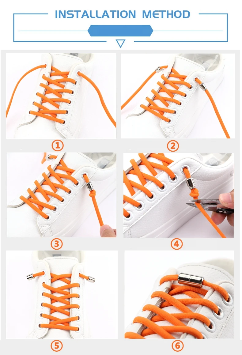 2Pcs/1Set Metal Capsule lock Accessories Elastic Shoelaces for Sneakers No Tie Shoelace Lazy Shoe lace Buckle DIY Kit Decoration image 6