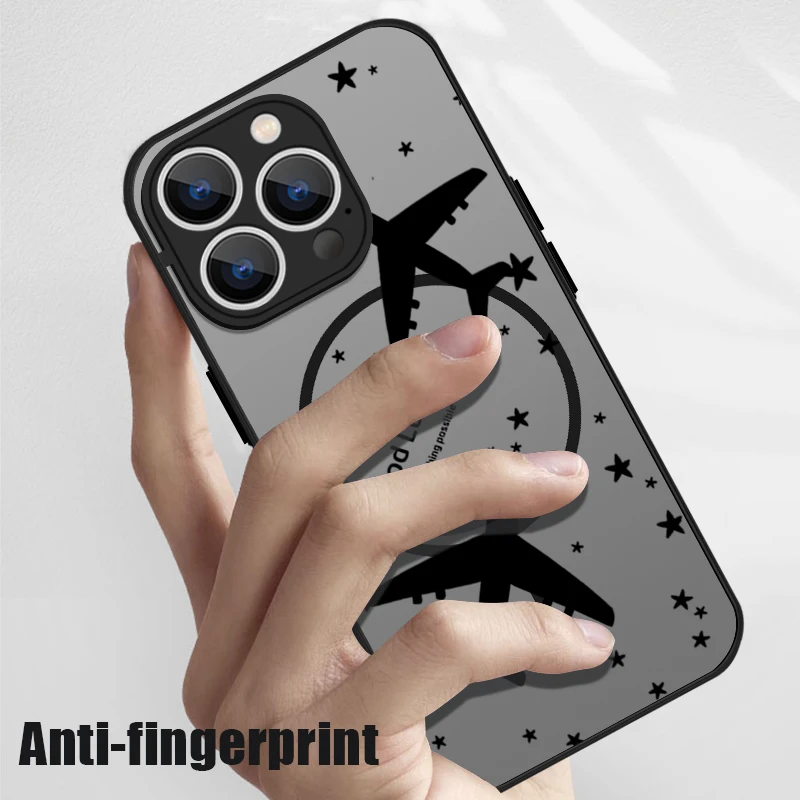 Magnetic Airplane Snow Mountain Case For iPhone 16 17 18 Pro Max Coque iPhone 16e 15 14 13 Pro Max Magnetic For Magsafe Cover