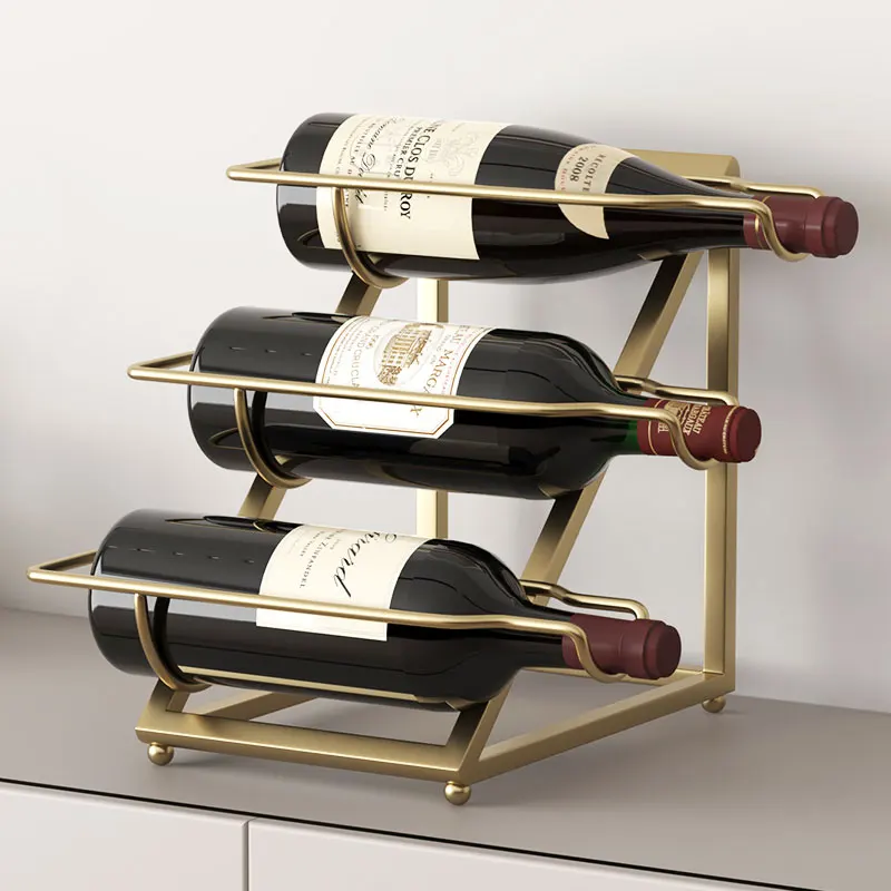 

Iron Golden Trapezoid Wine Storage Bottle Holder Stand Grid Red Wine Cabinet Display Bottle Rack Decoration Home Display Racks