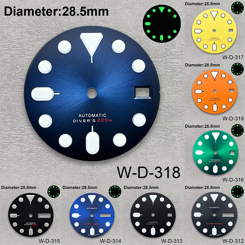 

28.5mm S Logo SKX007 Dial Fit NH36/4R36 Movement Green Luminous Matte/Sunray Dial Watch Modification Accessories