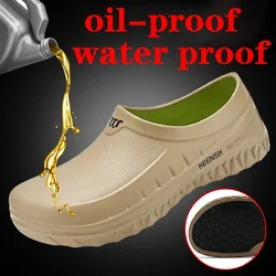 Women High Quality Size 35~48 Chef Shoes Men Non-slip Waterproof Oil-proof Kitchen Nurse Shoes Work Cook Garden Shoes Slippers