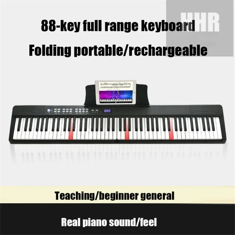 Black White Foldable Electronic Musical Piano, 88 Keys, Midi Controller, Synthesizer, Digital Organ Instruments, Keyboard, Music