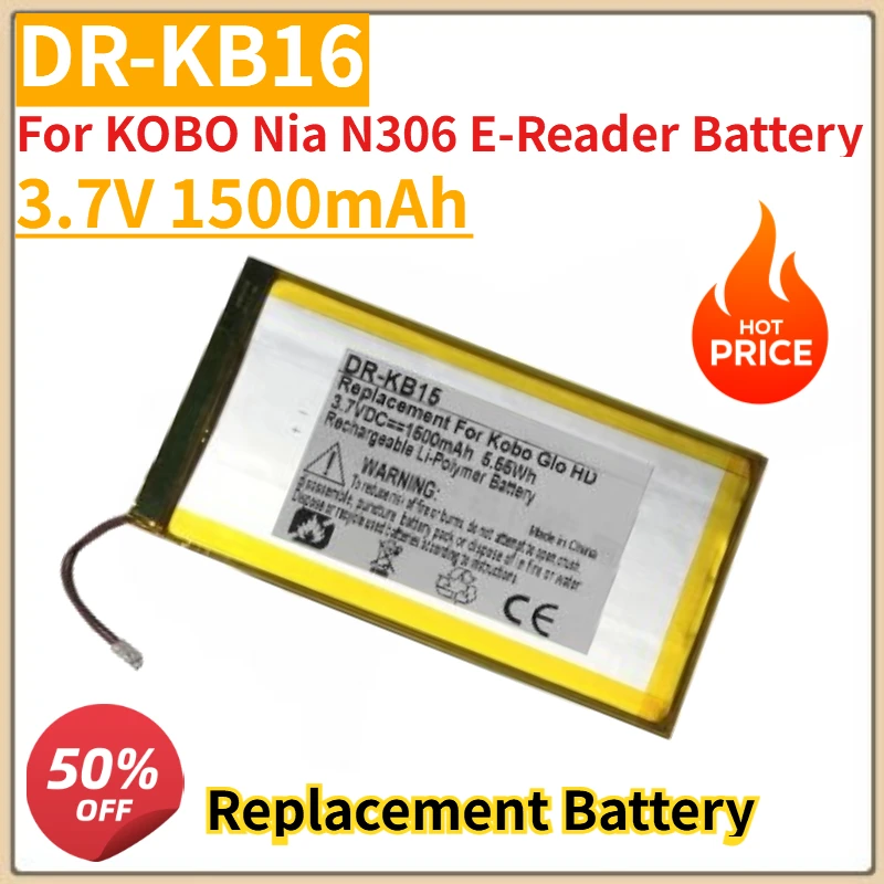 

High Quality New DR-KB15 Electronic Reader battery 3.7V 1500mAh For KOBO Nia N306 E-Reader Battery