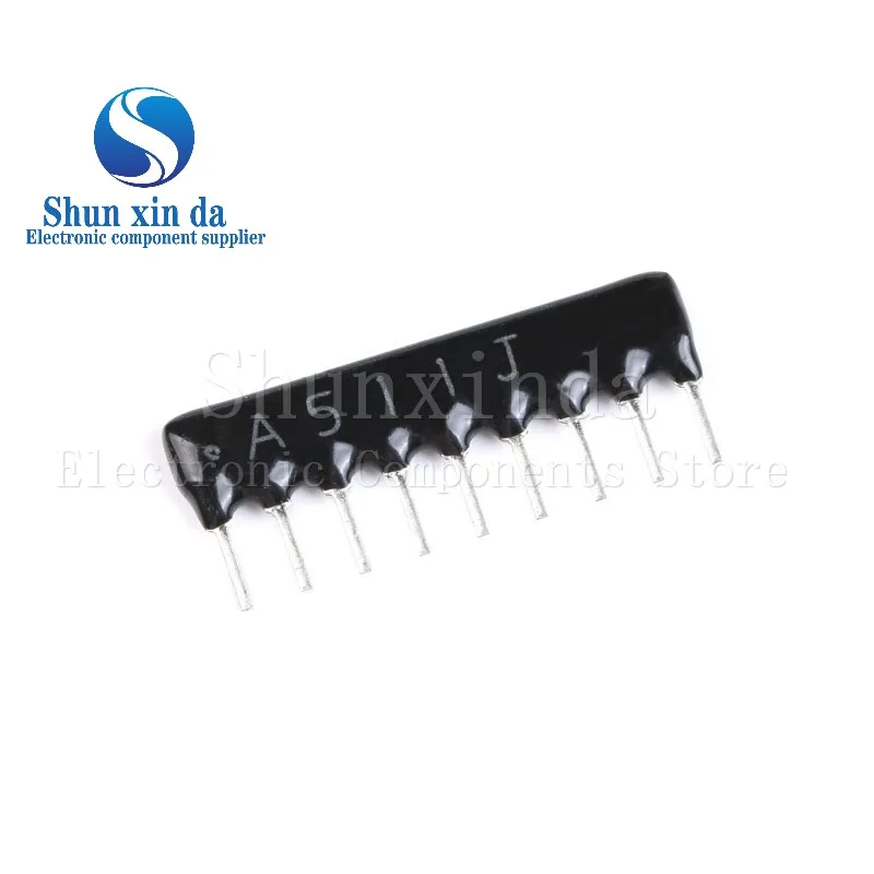 10PCS 9 Pin Network Resistor 9A 103J 102J 331J 511J 471J 472J 104J 330 470 510 680 ohm 1K 2K 2.2K 3.3K 4K7 10K 22K 100K 470K