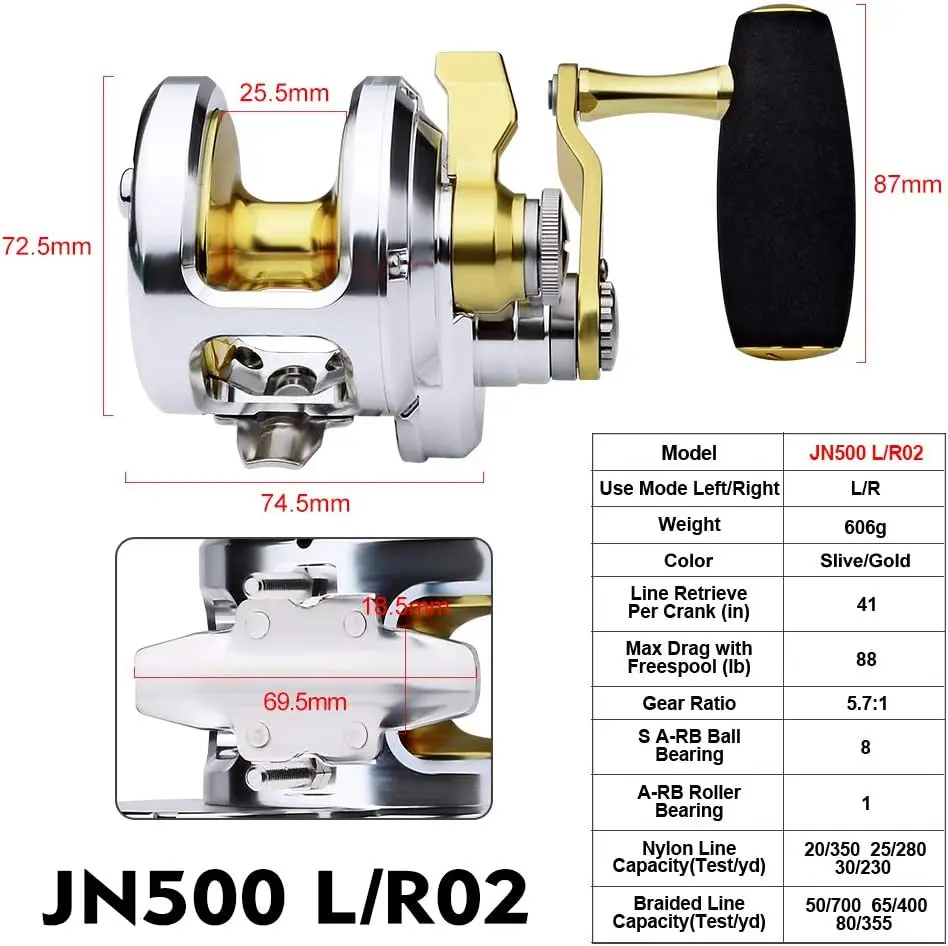 Conventional Reel Trolling Reels - Lever Drag Deep Sea Ocean Big Game Offshore Jigging Fishing Reels